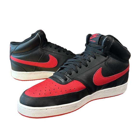 Nike Court Vision Mid #DM8682-001 Black Red University Men's Basketball Shoes 10 - Picture 5 of 13